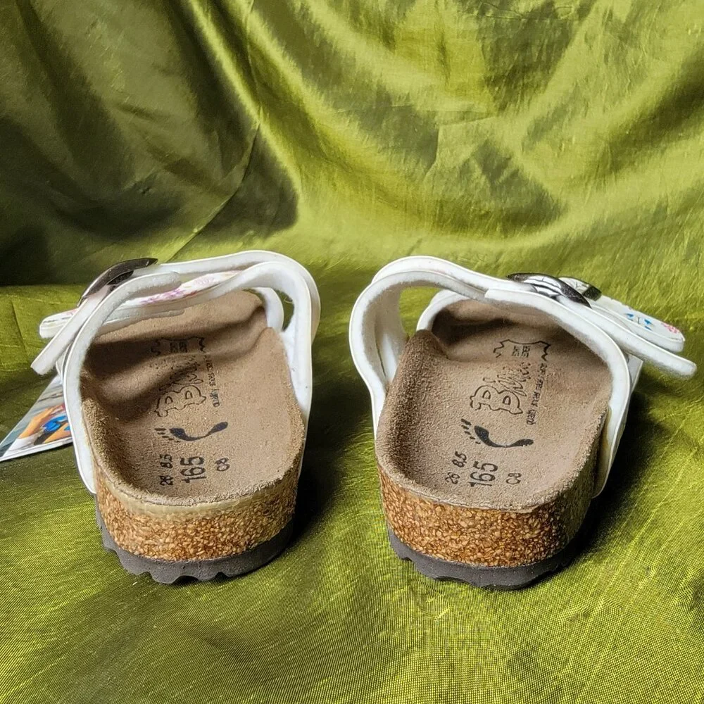 Birki's Floral White Sandals with Buckles Size 8.5 Girls
